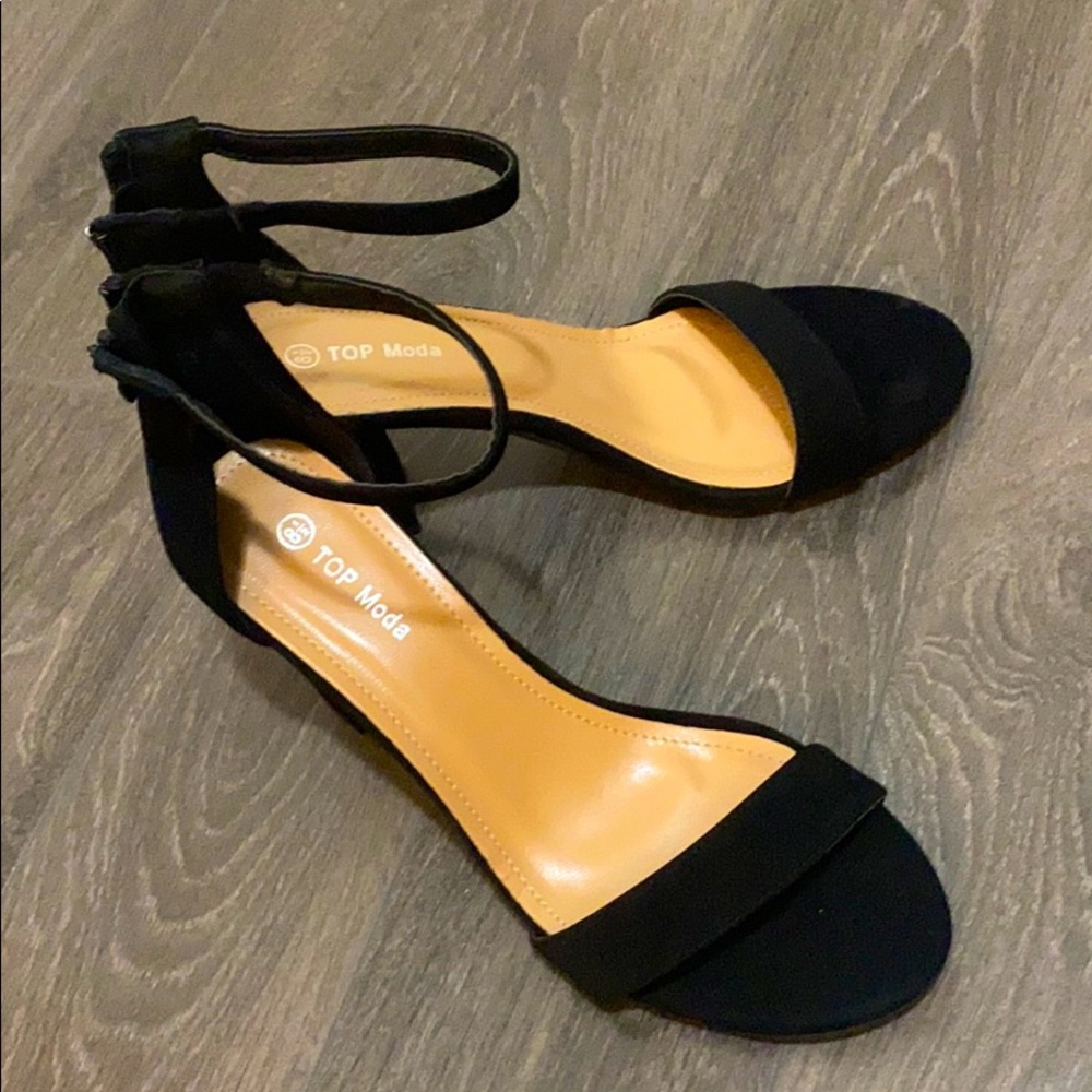Womens platform chunky heel party ankle strap heel